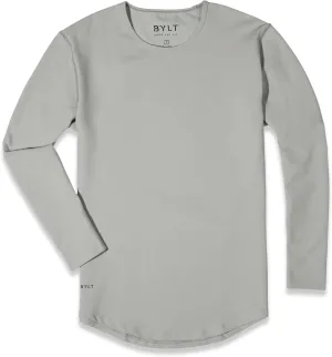 Men's Drop-Cut Long Sleeve  Plain Crewneck Shirt for Men  Soft Polyester, Cotton, Spandex Blend  Wrinkle Resistant