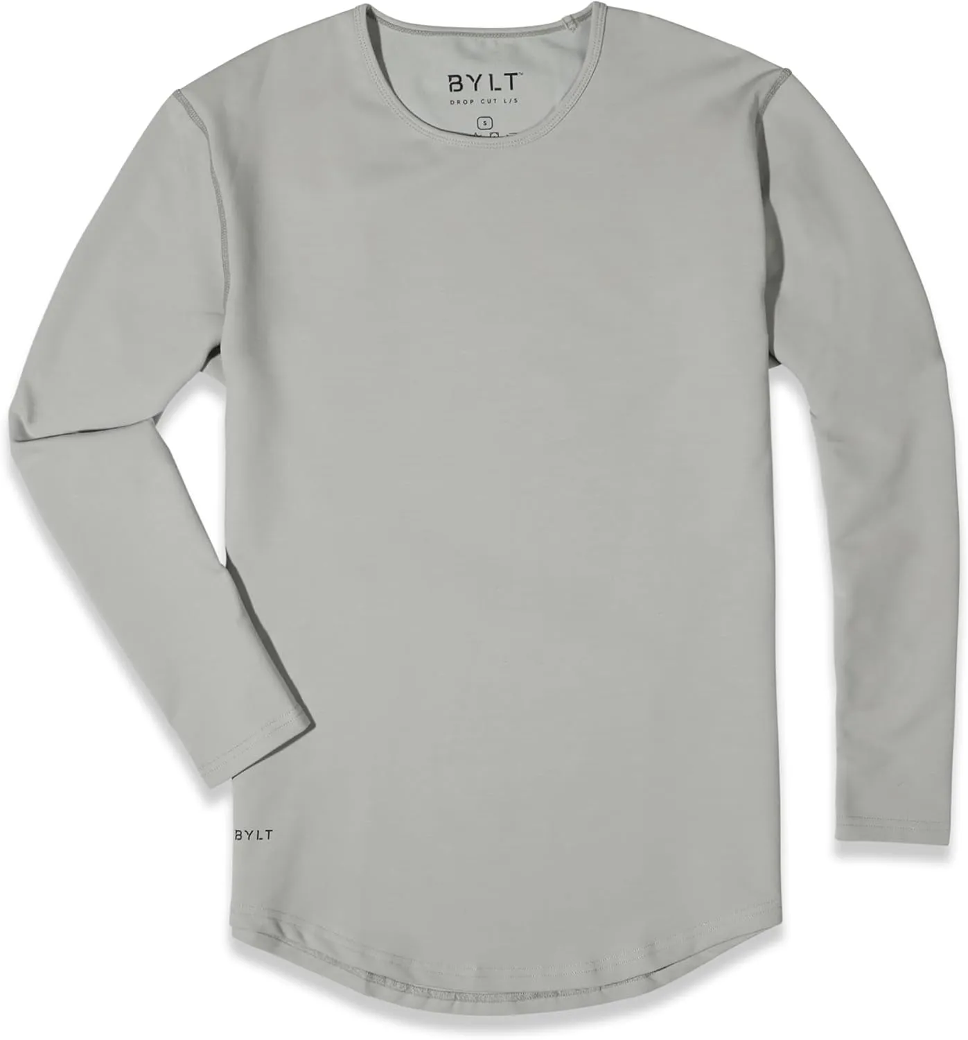 Men's Drop-Cut Long Sleeve  Plain Crewneck Shirt for Men  Soft Polyester, Cotton, Spandex Blend  Wrinkle Resistant