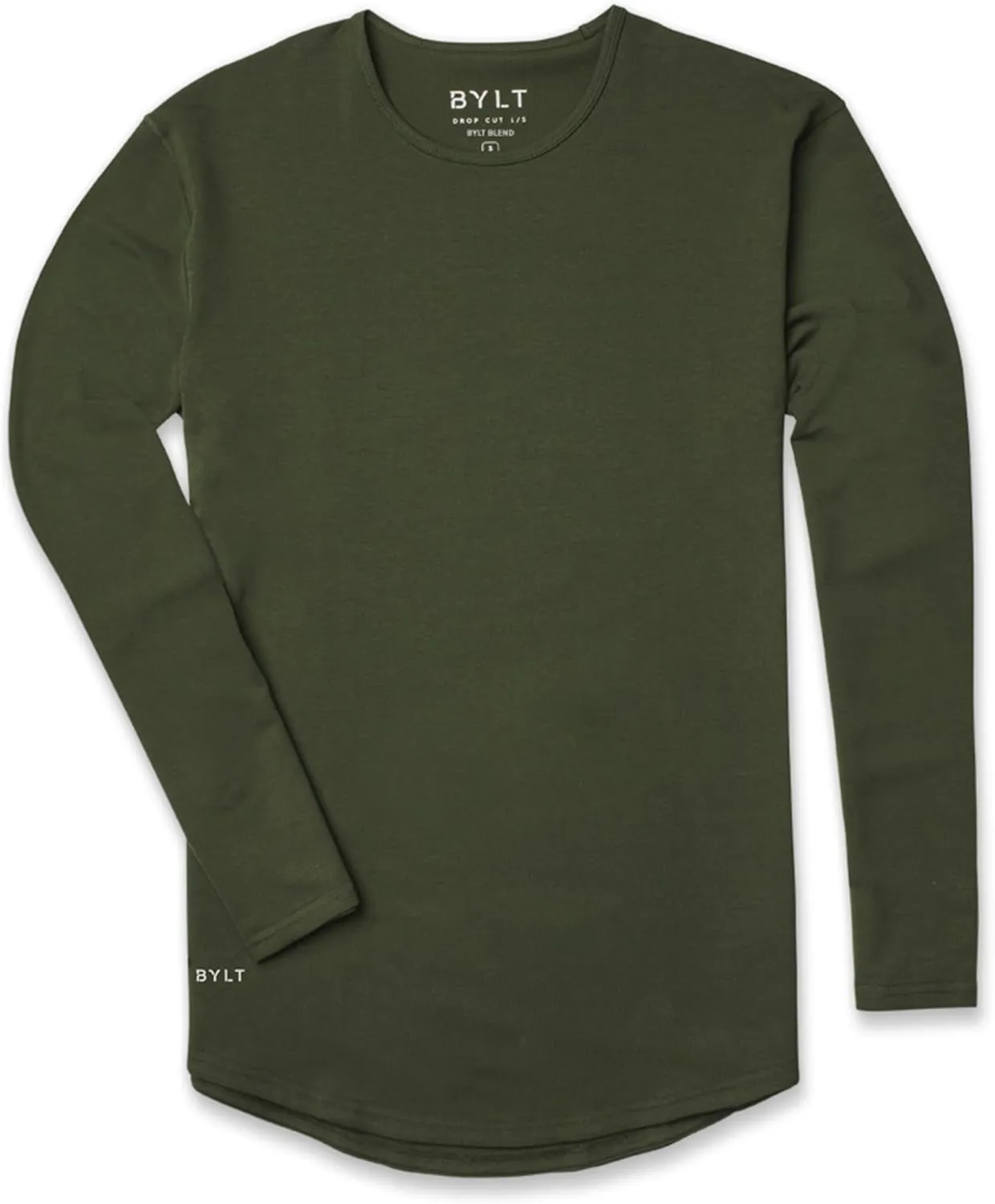 Men's Drop-Cut Long Sleeve  Plain Crewneck Shirt for Men  Soft Polyester, Cotton, Spandex Blend  Wrinkle Resistant