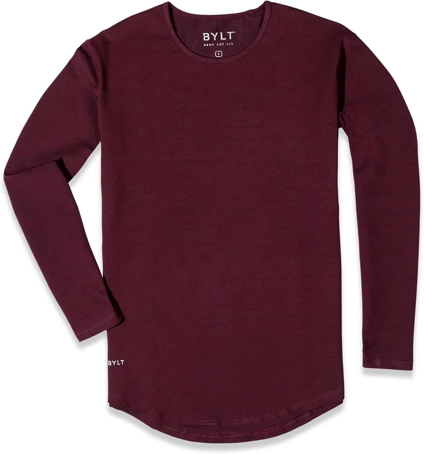 Men's Drop-Cut Long Sleeve  Plain Crewneck Shirt for Men  Soft Polyester, Cotton, Spandex Blend  Wrinkle Resistant