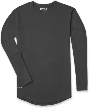 Men's Drop-Cut Long Sleeve  Plain Crewneck Shirt for Men  Soft Polyester, Cotton, Spandex Blend  Wrinkle Resistant