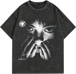 Men's Graphic Oversized Short Sleeve Tee Shirt Y2K Vintage Cool Acid Wash Streetwear T-Shirts