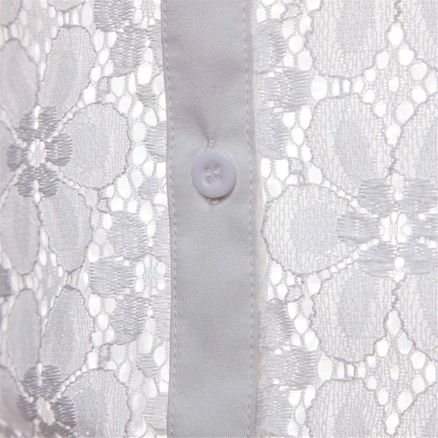 Mens Lace Rose Crochet Shirts See Through Long Sleeve Button Down Slim Fit Floral Shirts Sexy Mesh Muscle Tops