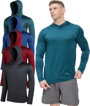 Men's Lightweight Hoodies 4 Pack Long Sleeve Athletic Shirts for Mens Running Workout Swim T-Shirt