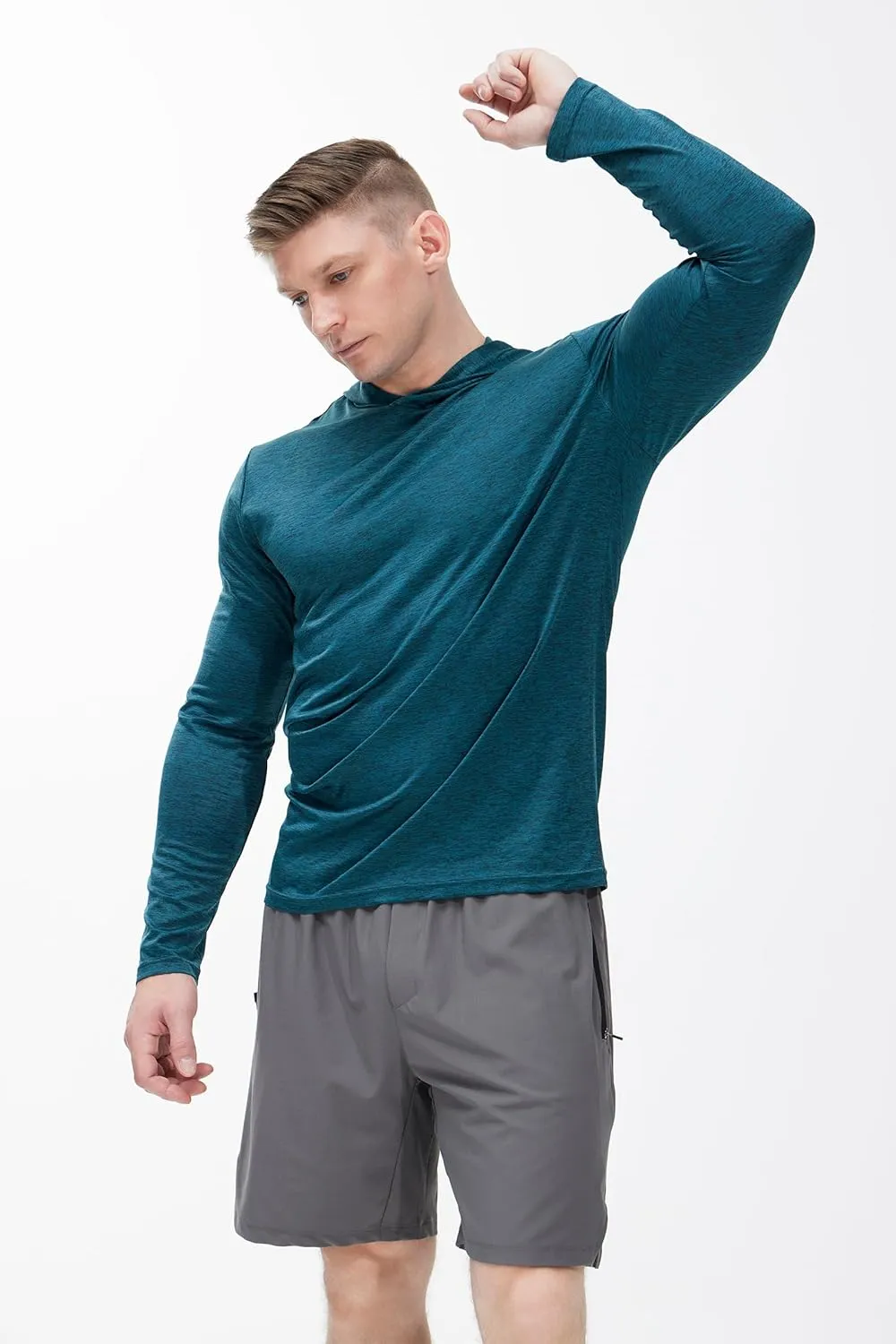 Men's Lightweight Hoodies 4 Pack Long Sleeve Athletic Shirts for Mens Running Workout Swim T-Shirt