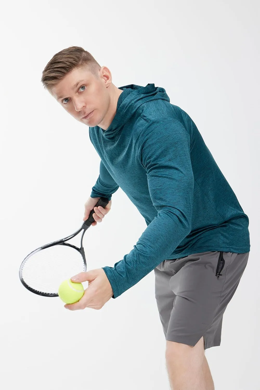 Men's Lightweight Hoodies 4 Pack Long Sleeve Athletic Shirts for Mens Running Workout Swim T-Shirt
