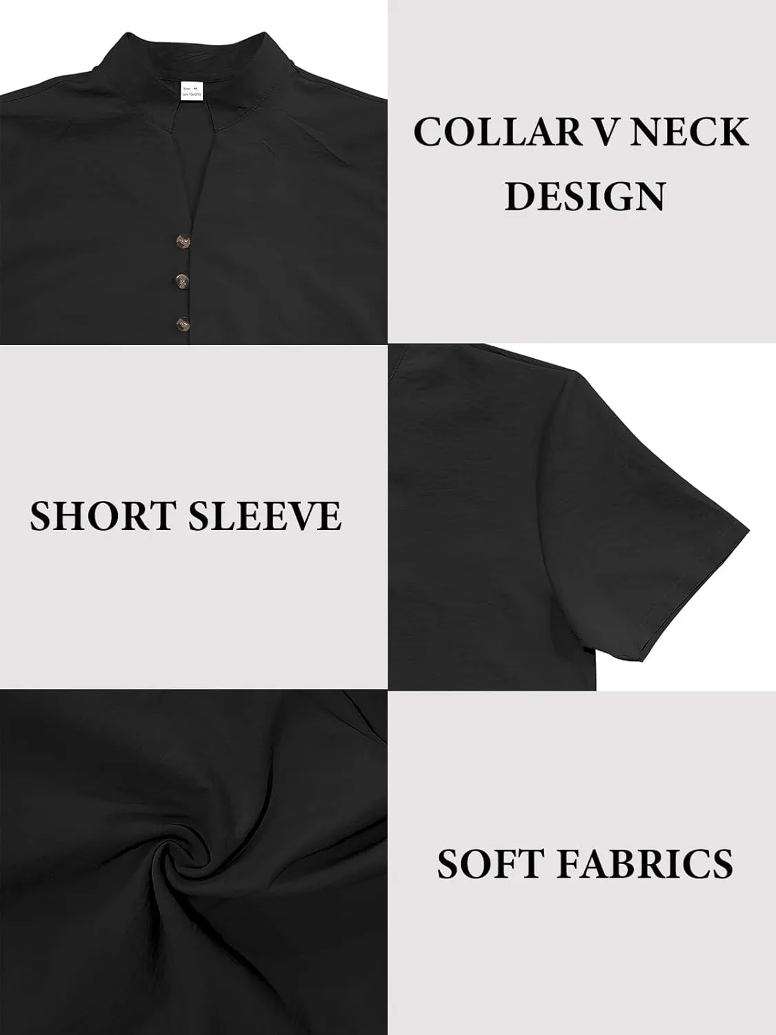 Mens Linen Shirt Short Sleeve Button Down Collar T Shirt Blouses Casual Solid Color Summer Vacation Beach Shirts