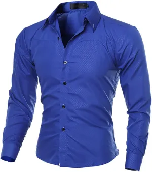 Men's Long Sleeve Button Down Shirt Solid Slim Fit Wrinkle-Free Casual Business Formal Wedding Party Dress Shirt