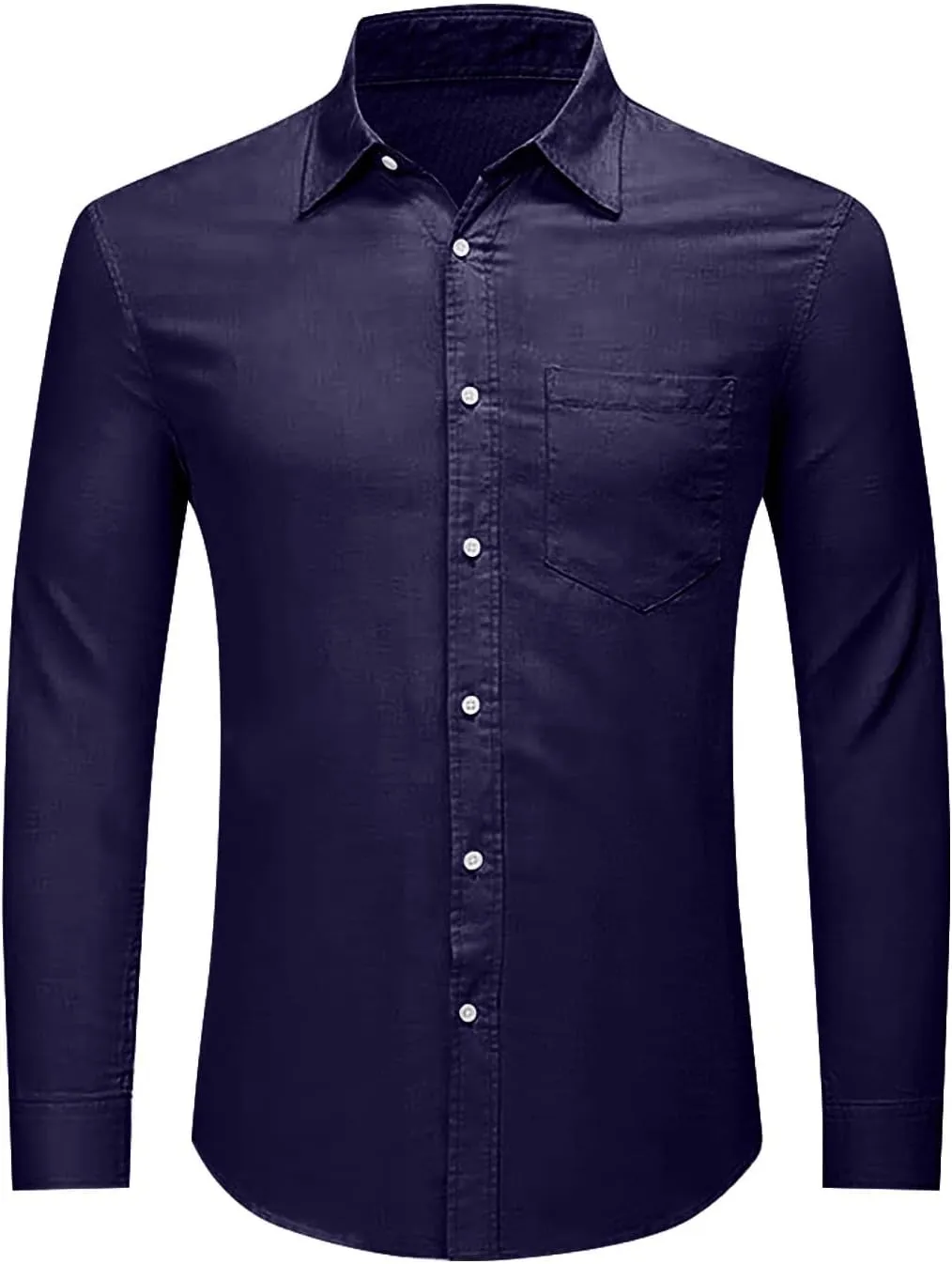 Mens Long Sleeve Dress Shirts Stretch Wrinkle-Free Formal Shirt Business Casual Summer Button Up Beach Wedding Shirts