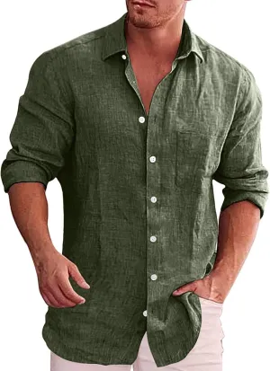 Mens Long Sleeve Dress Shirts Stretch Wrinkle-Free Formal Shirt Business Casual Summer Button Up Beach Wedding Shirts