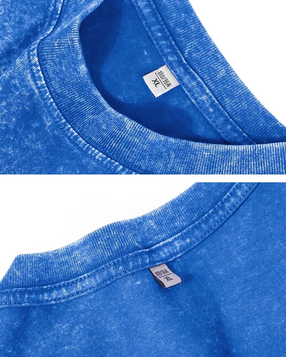 Men's Long Sleeve Shirts Vintage Oversized Distressed Washed T-Shirt Crewneck Cotton Tees Pullover Tops