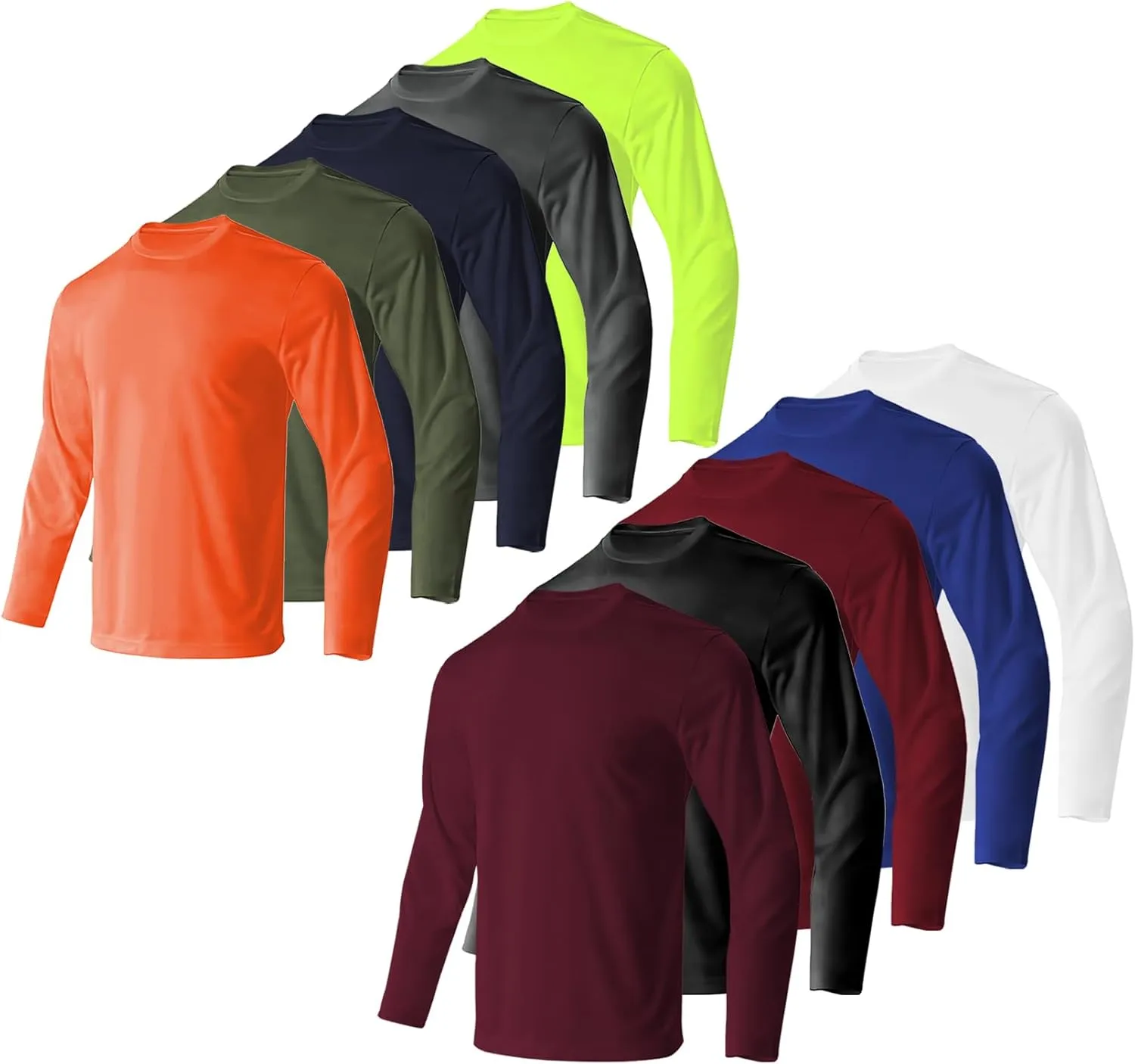 Men's Long Sleeve Sun Shirt Lightweight Workout UV Protection Quick Dry Hiking Tee Shirts Cycling Fishing Athletic Tops