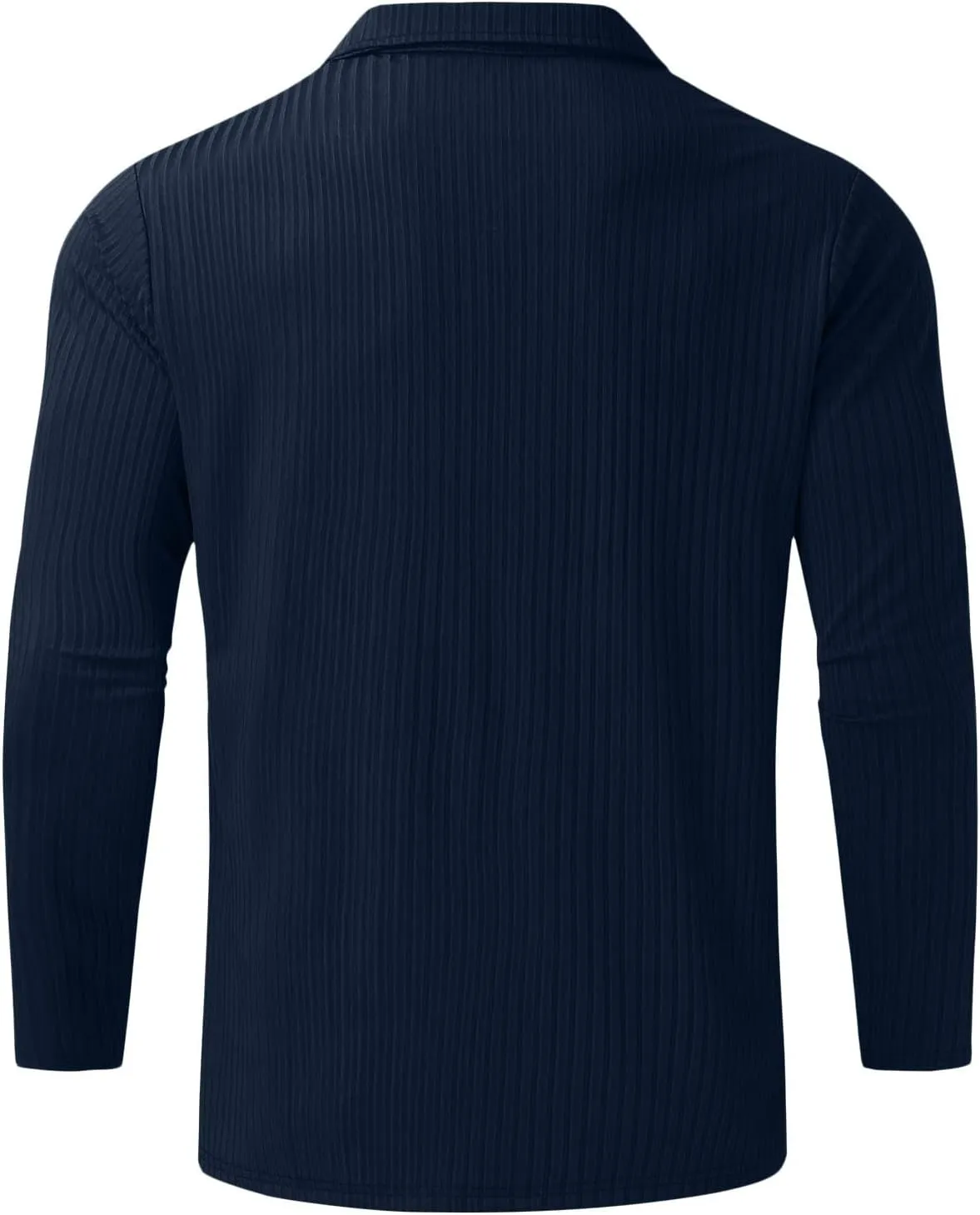 Men's Muscle T Shirt Stretch Long Sleeve Workout Shirts Slim Fit Casual Plain Tees Stylish Quarter Zip Polo Shirt