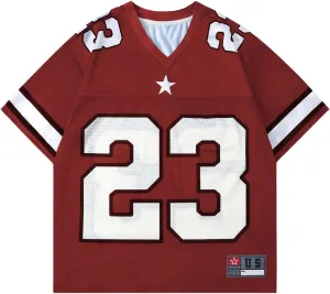 Men's Number Graphic Jersey Shirts Short Sleeve Striped Casual T Shirt Top Athletic Sports Jersey T Shirts Streetwear