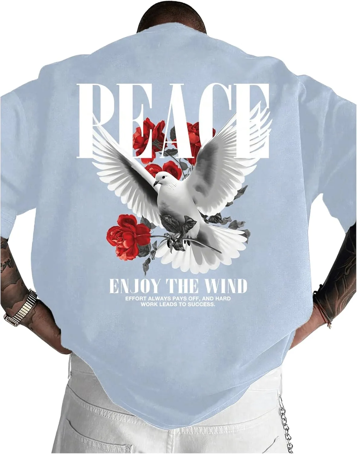 Men's Oversized T Shirt Short Sleeve Crew Neck Graphic Tees Drop Shoulder Summer Tops Streetwear