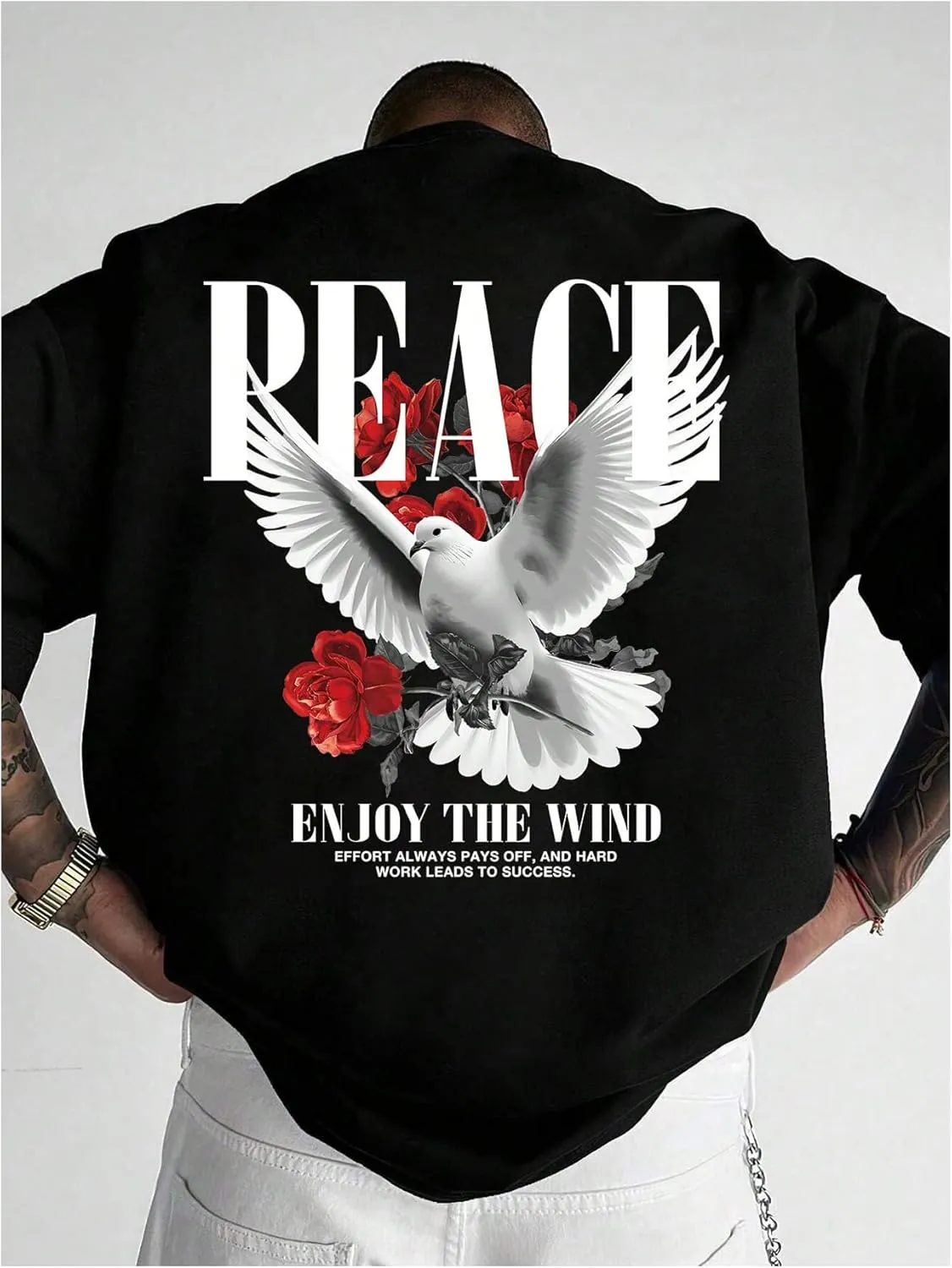 Men's Oversized T Shirt Short Sleeve Crew Neck Graphic Tees Drop Shoulder Summer Tops Streetwear