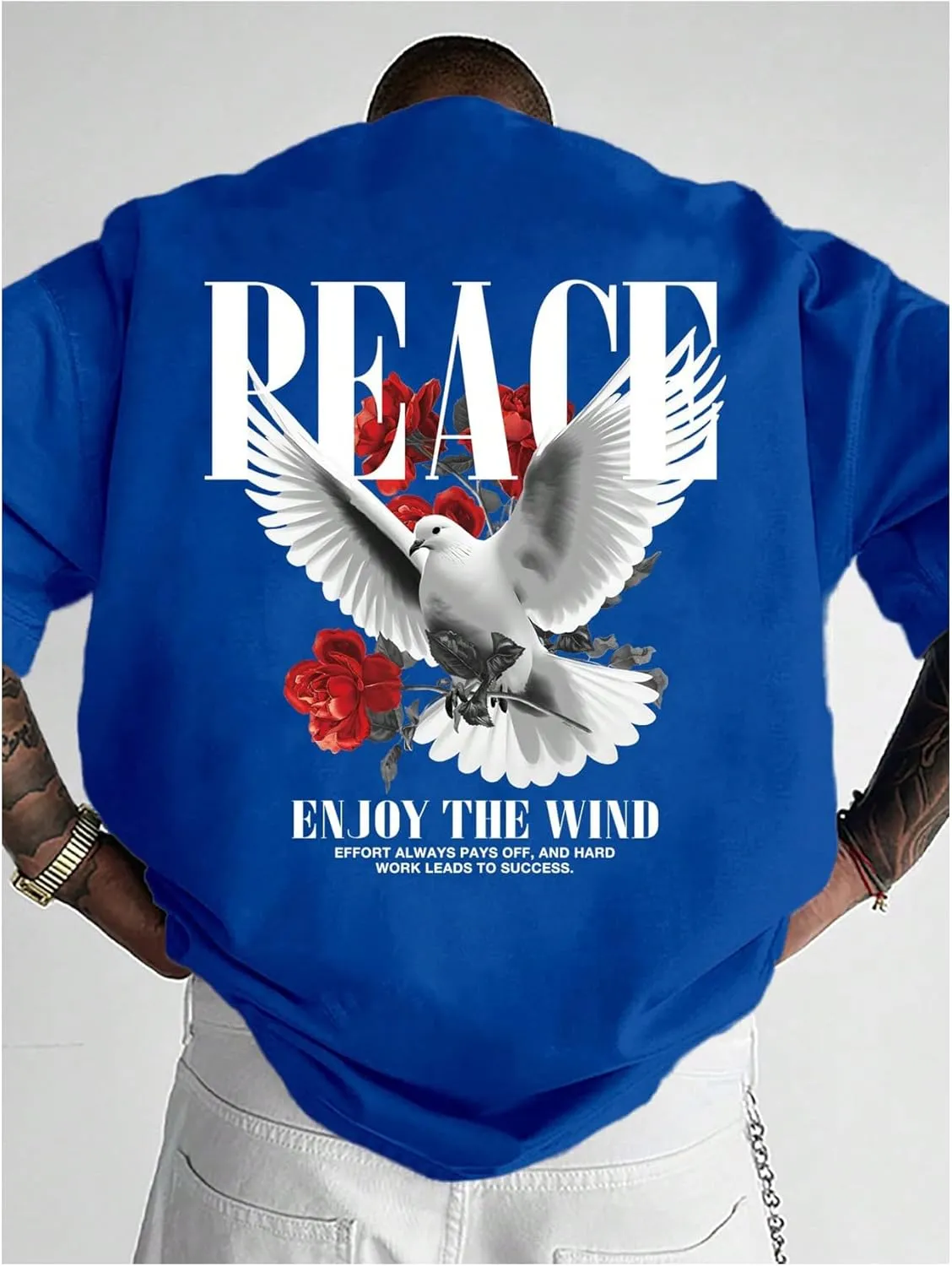 Men's Oversized T Shirt Short Sleeve Crew Neck Graphic Tees Drop Shoulder Summer Tops Streetwear