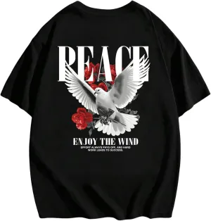 Men's Oversized T Shirt Short Sleeve Crew Neck Graphic Tees Drop Shoulder Summer Tops Streetwear