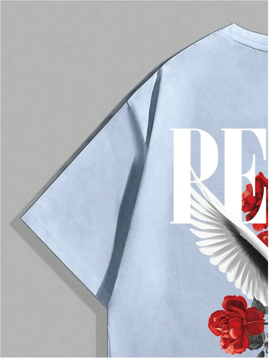 Men's Oversized T Shirt Short Sleeve Crew Neck Graphic Tees Drop Shoulder Summer Tops Streetwear