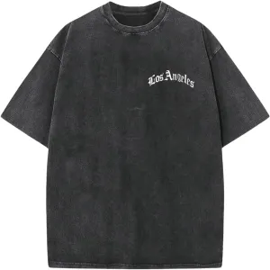 Men's Oversized Tshirts Short Sleeve Drop Shoulder Letter Graphic Tees Summer Crew Neck Tee Shirts