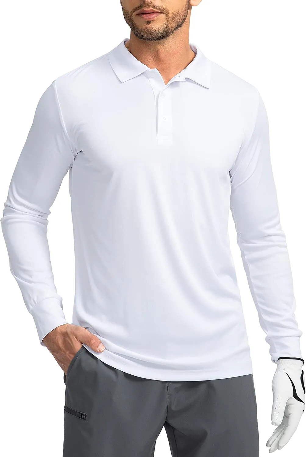 Men's Polo Shirt Long Sleeve Golf Shirts Lightweight UPF 50  Sun Protection Cool Shirts for Men Work Fishing Outdoor