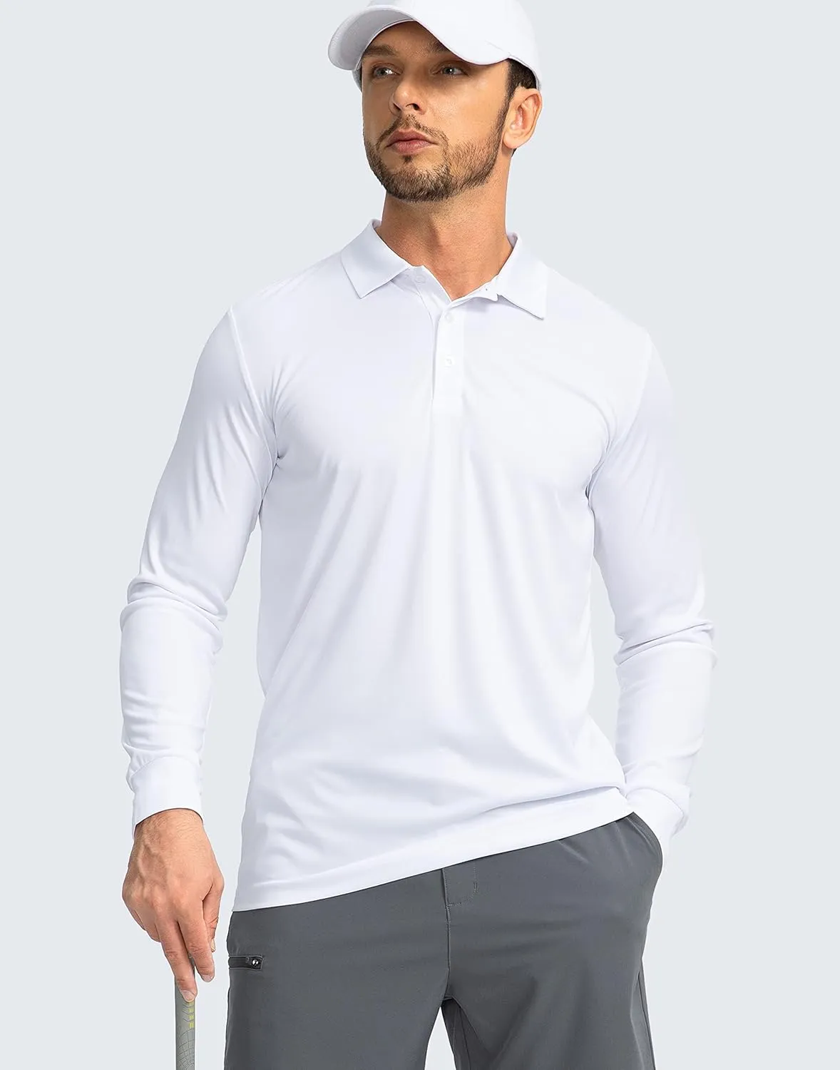 Men's Polo Shirt Long Sleeve Golf Shirts Lightweight UPF 50  Sun Protection Cool Shirts for Men Work Fishing Outdoor
