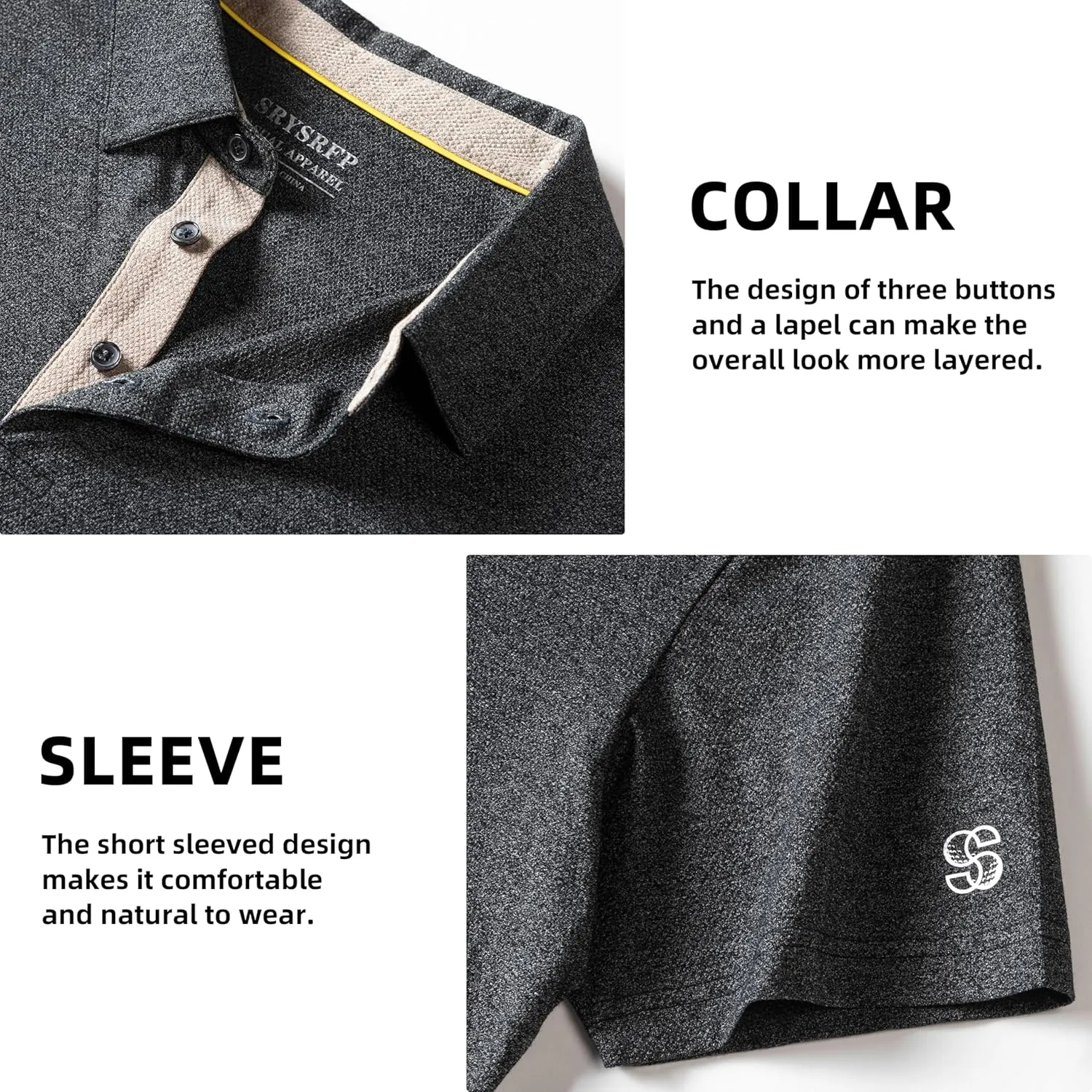 Men's Polo Shirts Short Sleeve Cotton Blend Moisture Wicking Dry Fit Performance Collared Golf Shirts for Men