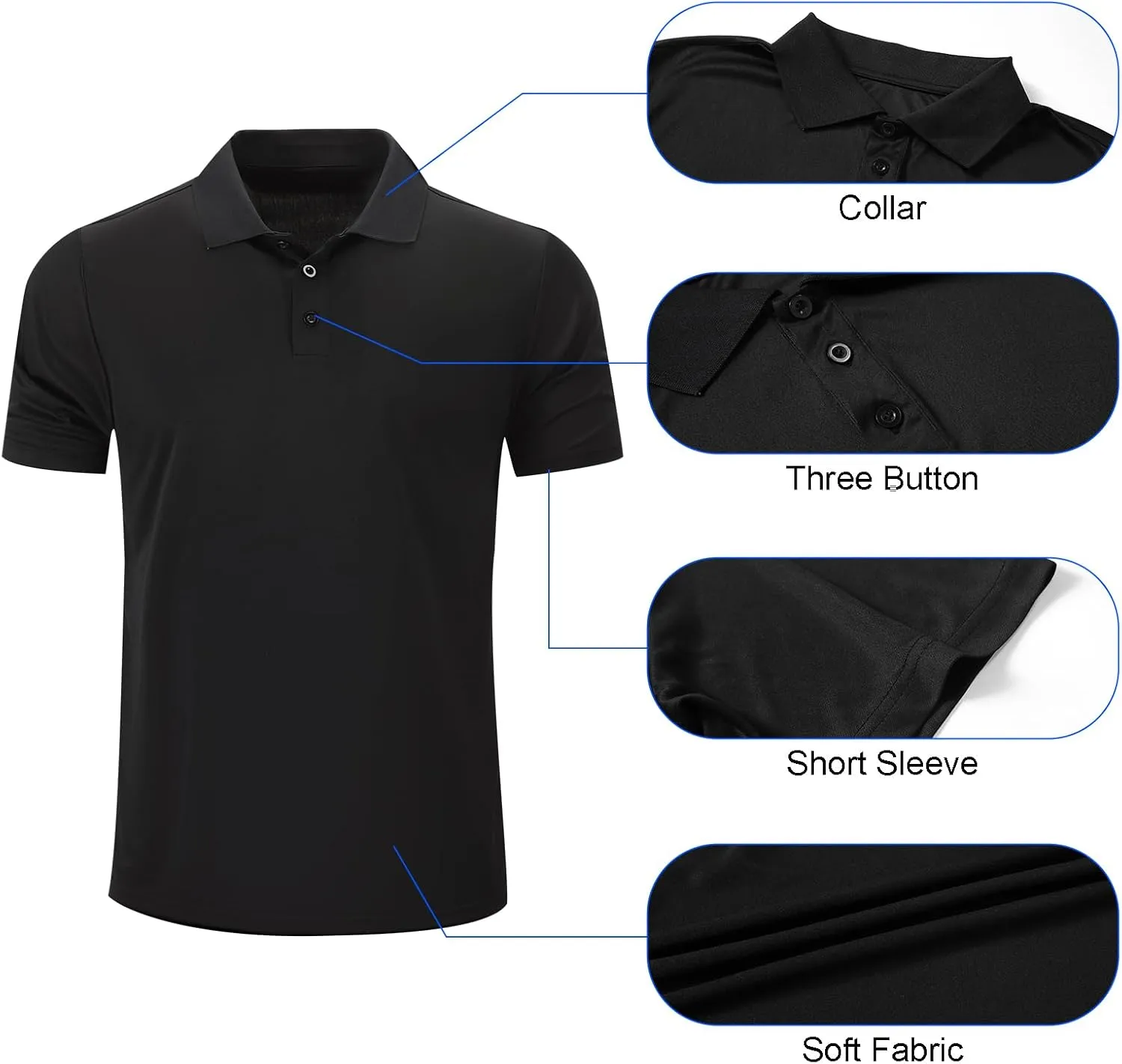 Mens Polo Shirts Short Sleeve,1 Pack/5 Pack Quick Dry Moisture Wicking Polos Workout Golf Shirts for Men