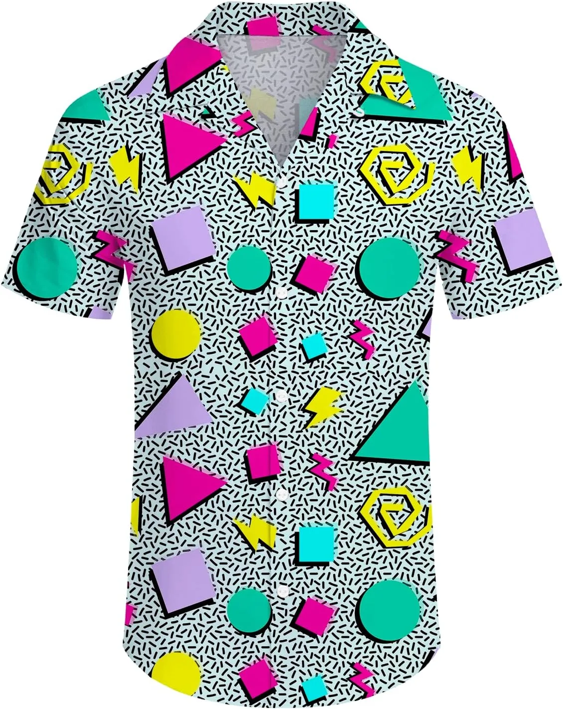 Mens Shirts 80s 90s Shirts for Men Casual Button Down Short Sleeve Shirt, Funny Party Quick Dry Mens Clothing