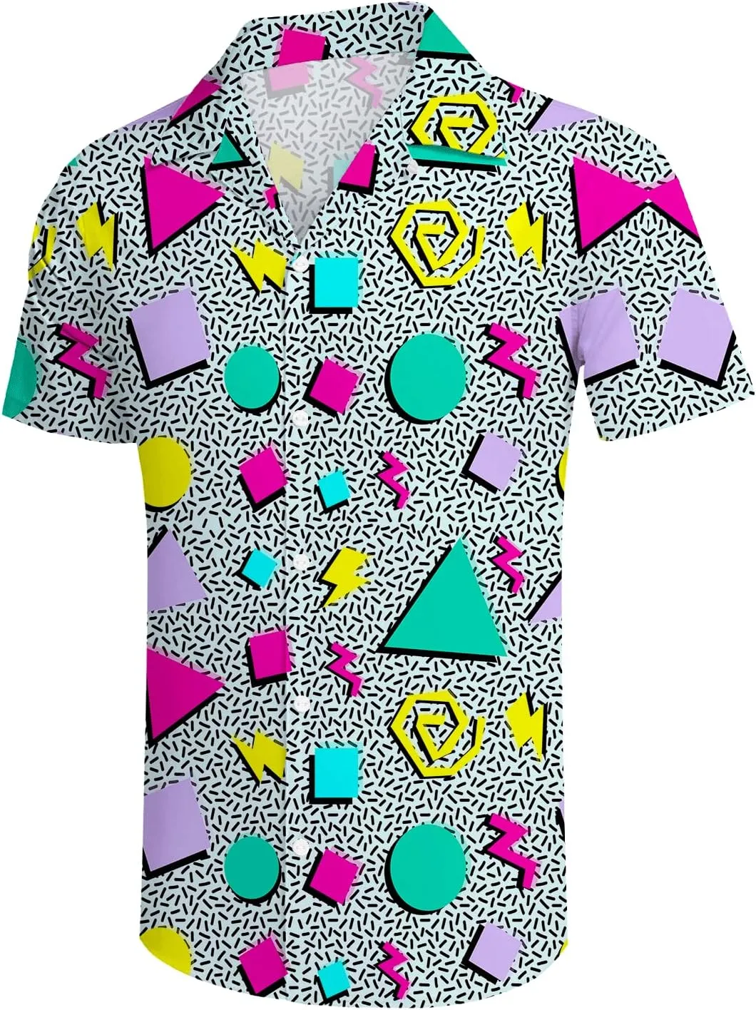 Mens Shirts 80s 90s Shirts for Men Casual Button Down Short Sleeve Shirt, Funny Party Quick Dry Mens Clothing