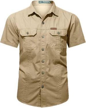 Mens Short Sleeve Tactical Shirt Quick Dry Military Cargo Work Shirts Outdoor Sun Protection Athletic Workout Hiking T Shirt