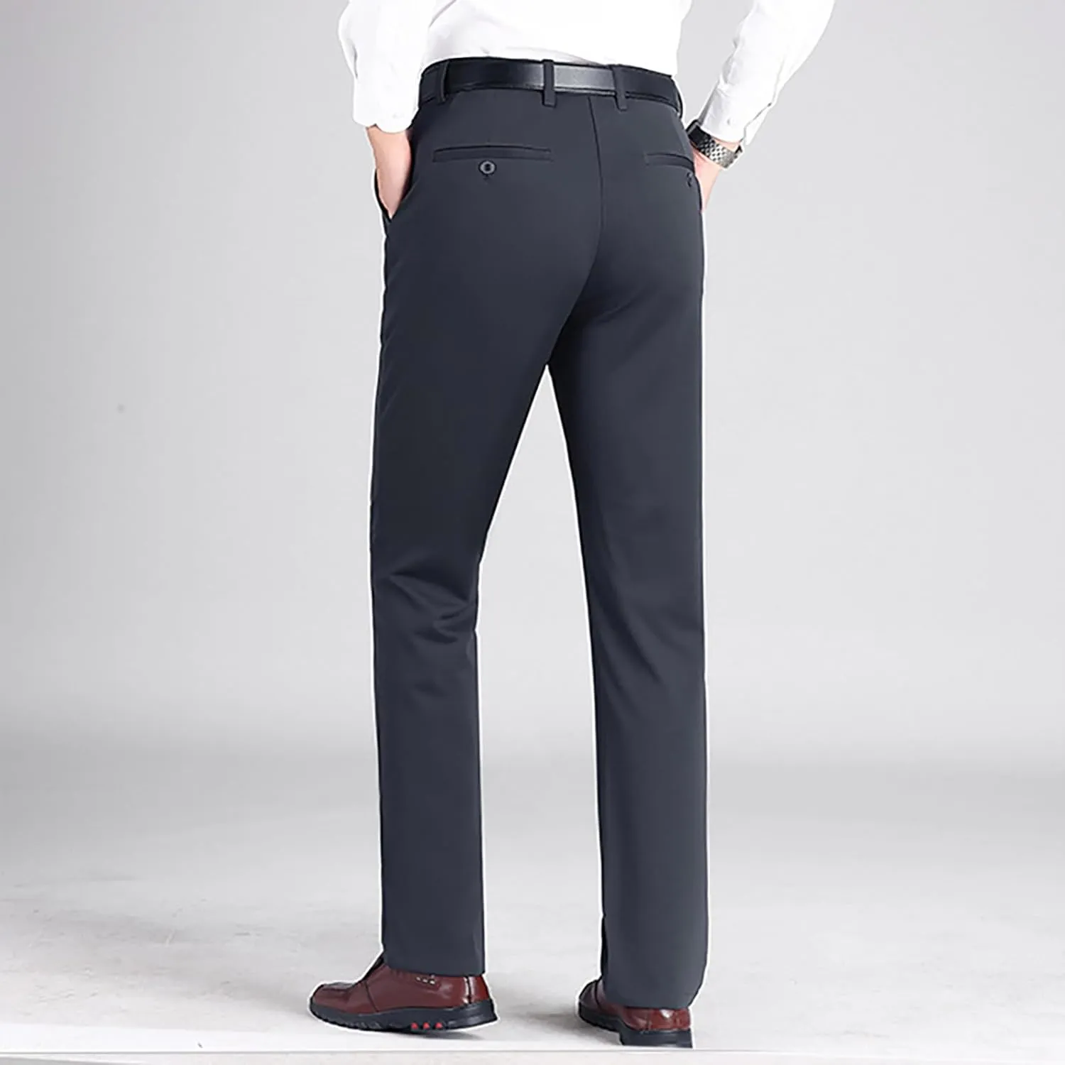 Men's Slim-Fit Flat-Front Dress Pant Stretch Business Casual Chinos Suit Pants for Men Tapered Trousers with Pockets