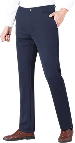 Men's Slim-Fit Flat-Front Dress Pant Stretch Business Casual Chinos Suit Pants for Men Tapered Trousers with Pockets