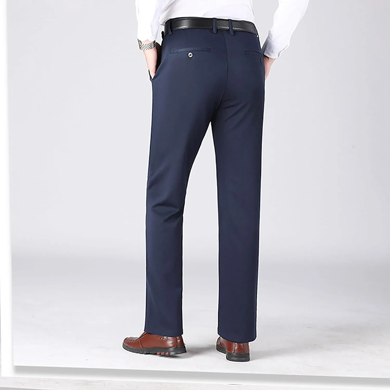 Men's Slim-Fit Flat-Front Dress Pant Stretch Business Casual Chinos Suit Pants for Men Tapered Trousers with Pockets