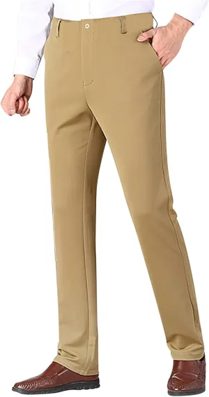 Men's Slim-Fit Flat-Front Dress Pant Stretch Business Casual Chinos Suit Pants for Men Tapered Trousers with Pockets
