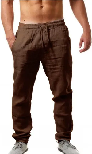 Mens Summer Lightweight Pants Elastic Waist Solid Color Trouser Beach Pants Outdoor Joggers with Pocket Mens Summer Lightweight Pants Elastic Waist Solid Color Trouser Beach Pants Outdoor Joggers with Pocket