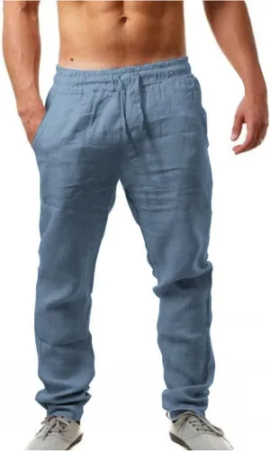 Mens Summer Lightweight Pants Elastic Waist Solid Color Trouser Beach Pants Outdoor Joggers with Pocket Mens Summer Lightweight Pants Elastic Waist Solid Color Trouser Beach Pants Outdoor Joggers with Pocket