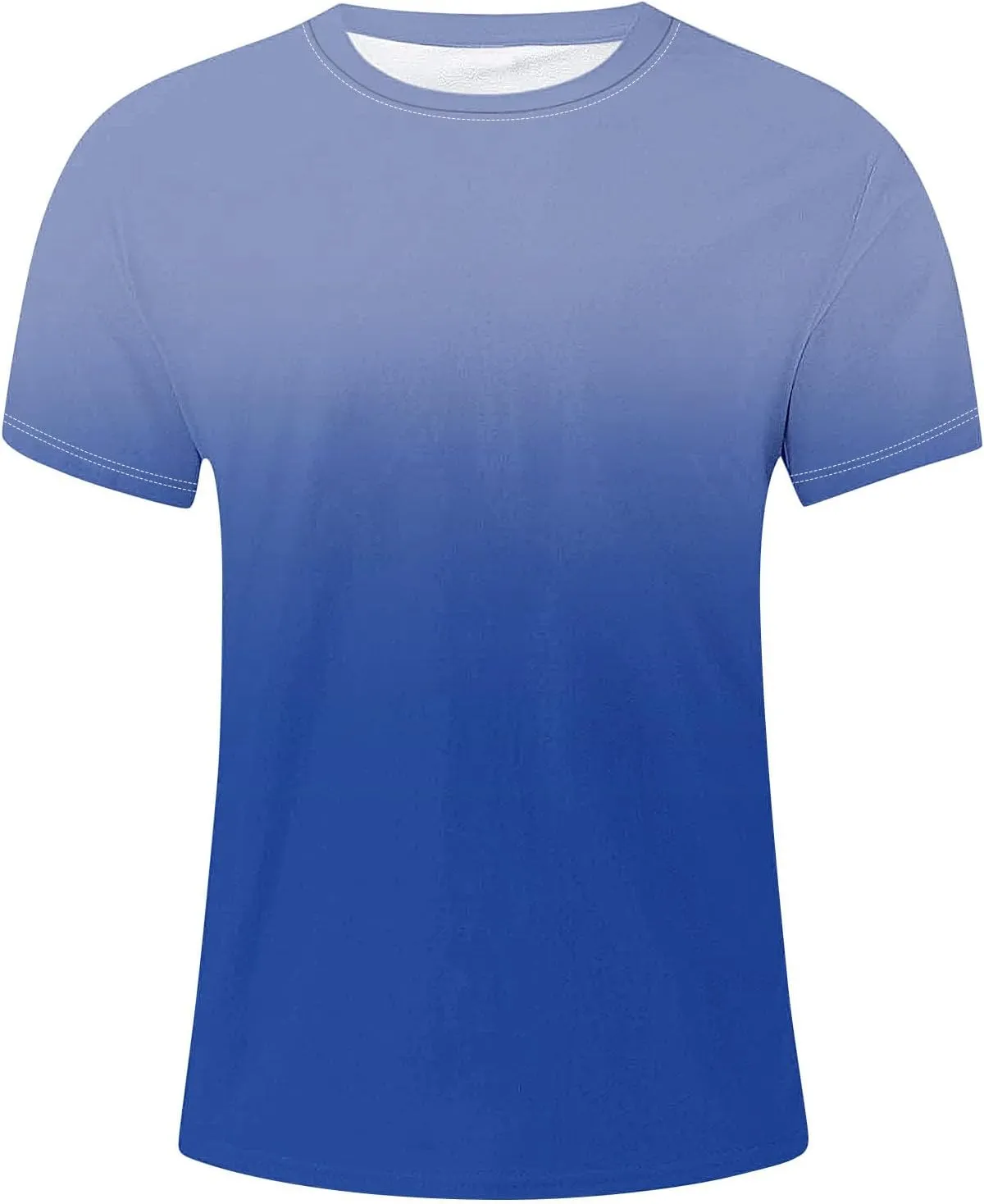 Mens Summer Shirt Causal Short Sleeve Gradient Color Fashion Top Lightweight Crewneck Shirts Gym Workout Pullover