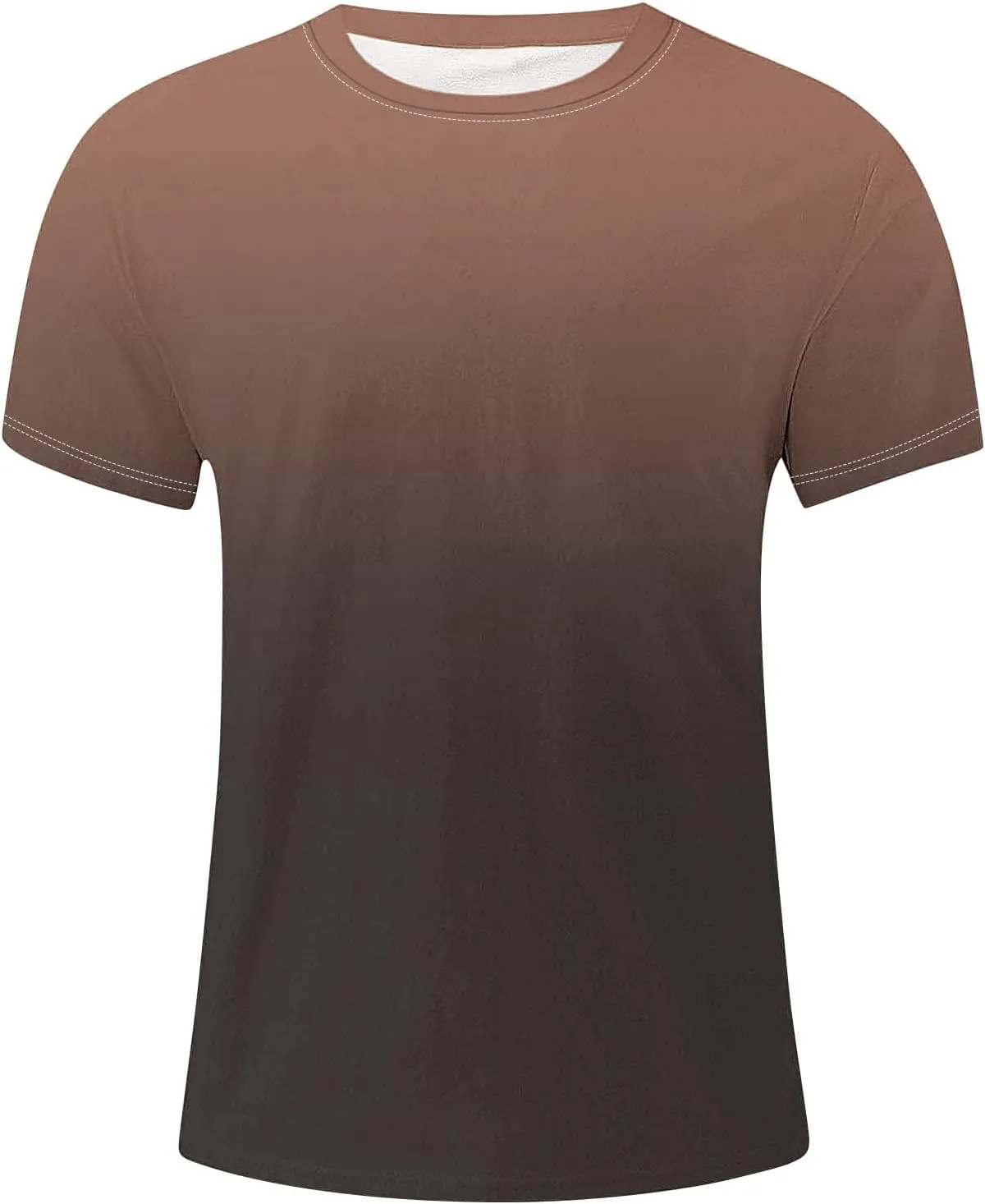 Mens Summer Shirt Causal Short Sleeve Gradient Color Fashion Top Lightweight Crewneck Shirts Gym Workout Pullover