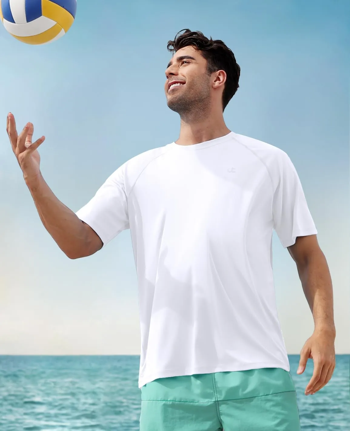 Men's Swim Shirt Quick Dry Sun Shirts UPF50  Rash Guard for Men Short Sleeve UV Sun Protection Beach Shirts