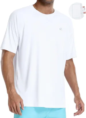 Men's Swim Shirt Quick Dry Sun Shirts UPF50  Rash Guard for Men Short Sleeve UV Sun Protection Beach Shirts