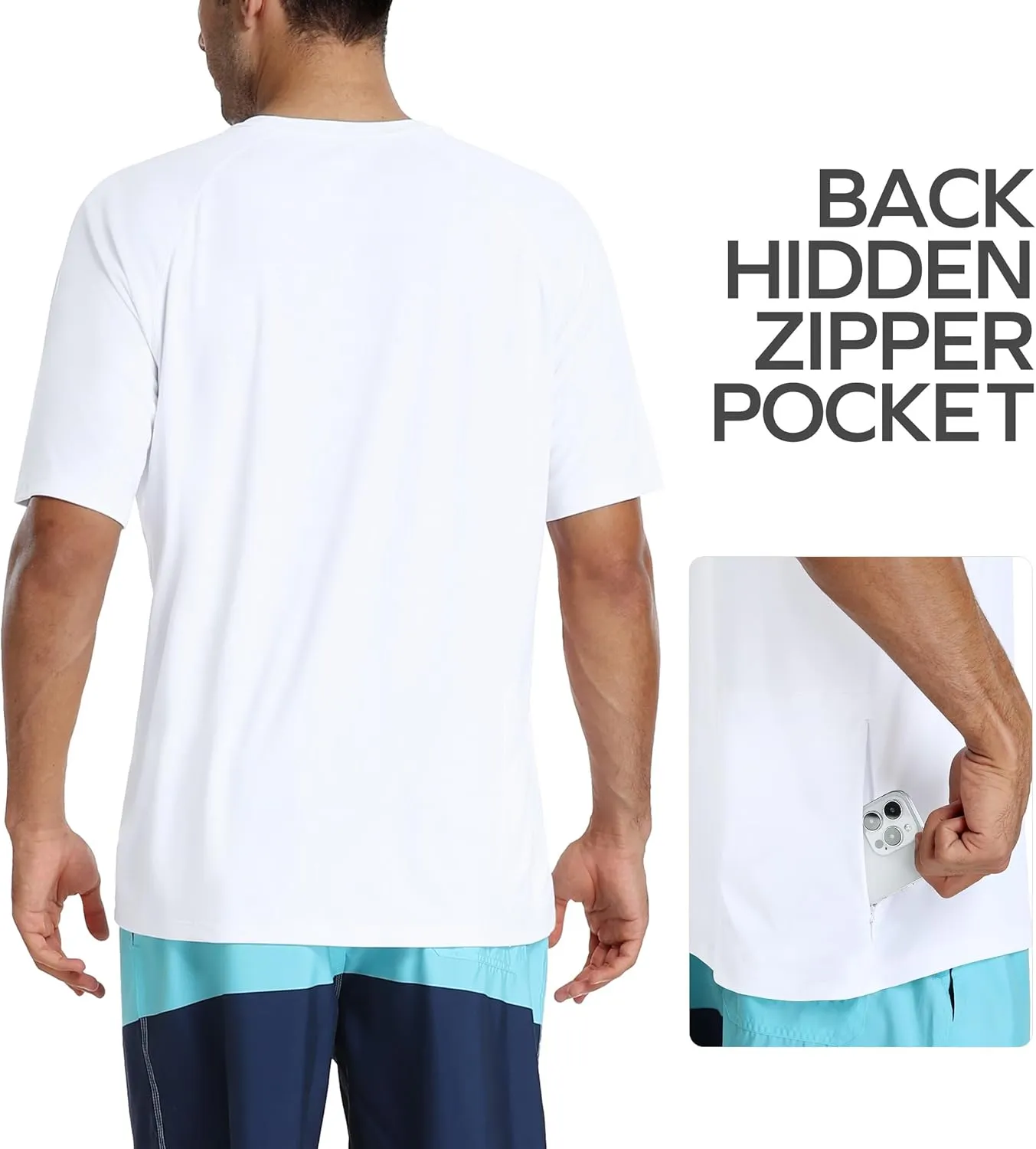 Men's Swim Shirt Quick Dry Sun Shirts UPF50  Rash Guard for Men Short Sleeve UV Sun Protection Beach Shirts