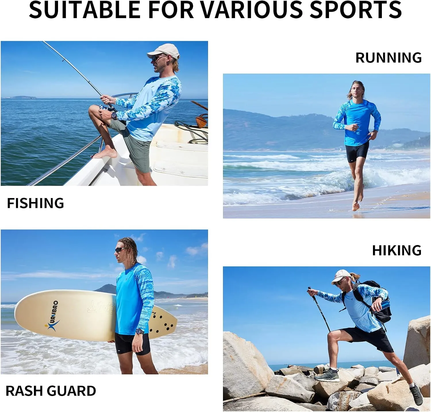 Men's Swim Shirts Rash Guard UPF 50  Long & Short Sleeve UV Sun Protection Summer Shirts Fishing Hiking T-Shirt