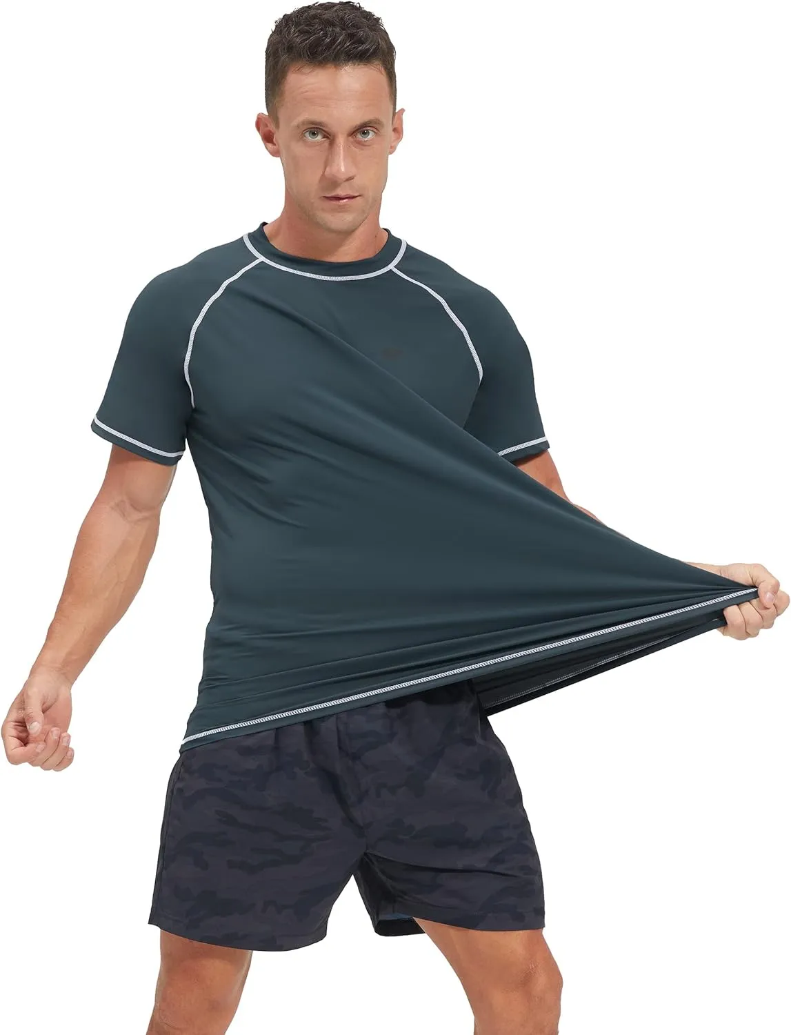 Men's Swim Shirts Rash Guard UPF 50  UV Sun Protection T-Shirt Quick Dry Fishing Beach T Shirts