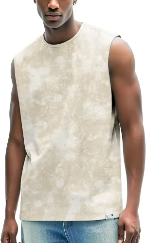 Men's Tank Tops for Workout Muscle Casual Sleeveless Shirts Crewneck Basic Loose Fit UV Protection Summer Beach Tops