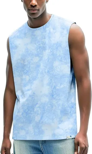 Men's Tank Tops for Workout Muscle Casual Sleeveless Shirts Crewneck Basic Loose Fit UV Protection Summer Beach Tops