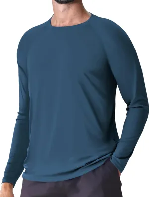 Men's UPF 50  Rash Guard Long Sleeve Sun Protection SPF UV Shirts Lightweight Breathable Swim T-Shirts