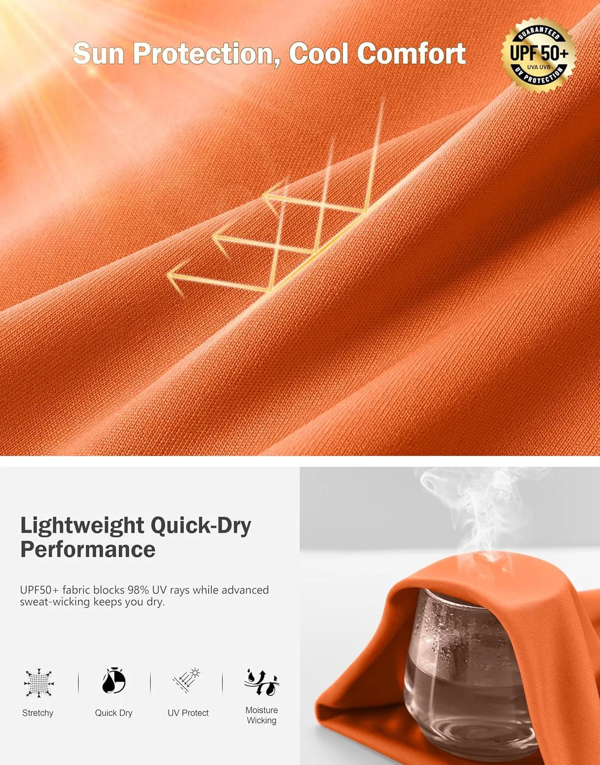 Men's UPF 50  Sun Protection Dry Fit Workout T-Shirts Rash Guard Swim Shirts Moisture Wicking Tee for Athletic, Beach, Hiking