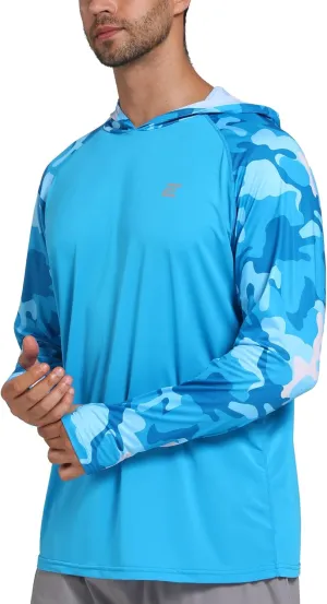 Men's UPF 50  Sun Protection Hoodie Shirts UV SPF Long Sleeve Rash Guard Fishing Swim Shirts Quick Dry