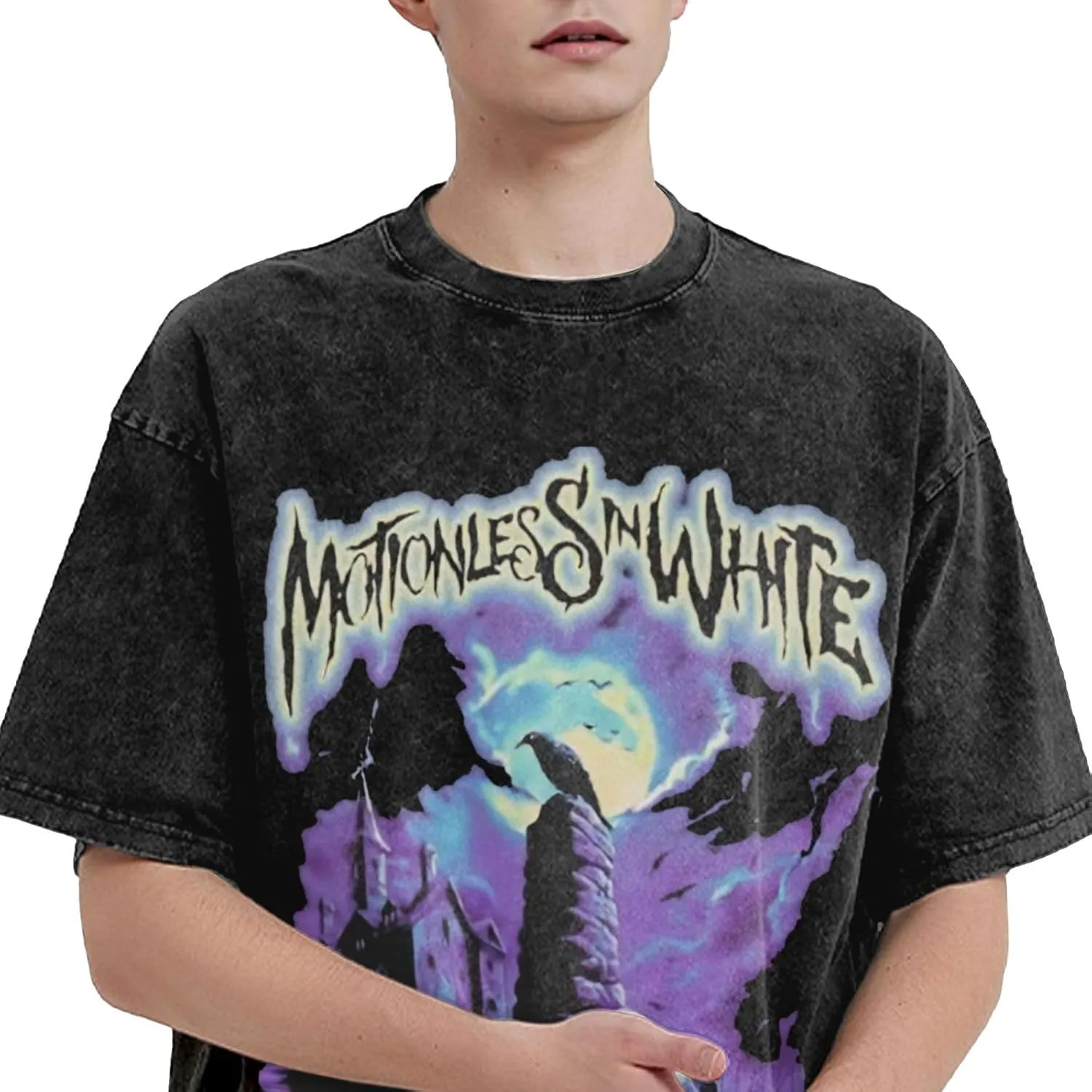 Men's Vintage Oversized Drop Shoulder Casual T Shirt Loose Wash Solid Tees Top